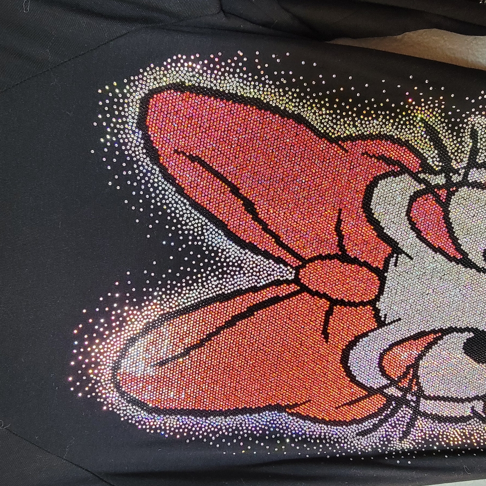 Black Sweatshirt with Pink and Sylver Cartoon Design